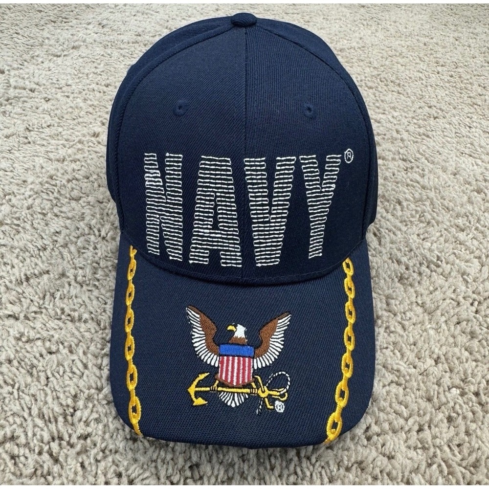 US Navy Hat Embroidered Eagle Anchor C Crested Navy Blue CAP5960 Kys Design Cap - Picture 2 of 8